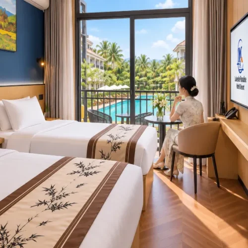 Twin Room with Balcony and Pool View